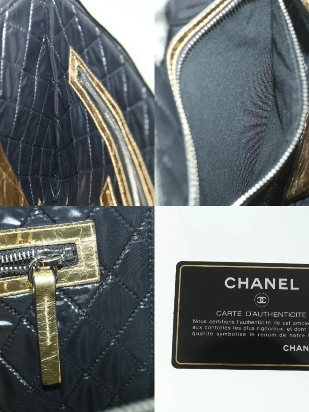 CHANEL Clutch Bag Metallic Leather Gold A82164 CC Auth 38172SAV